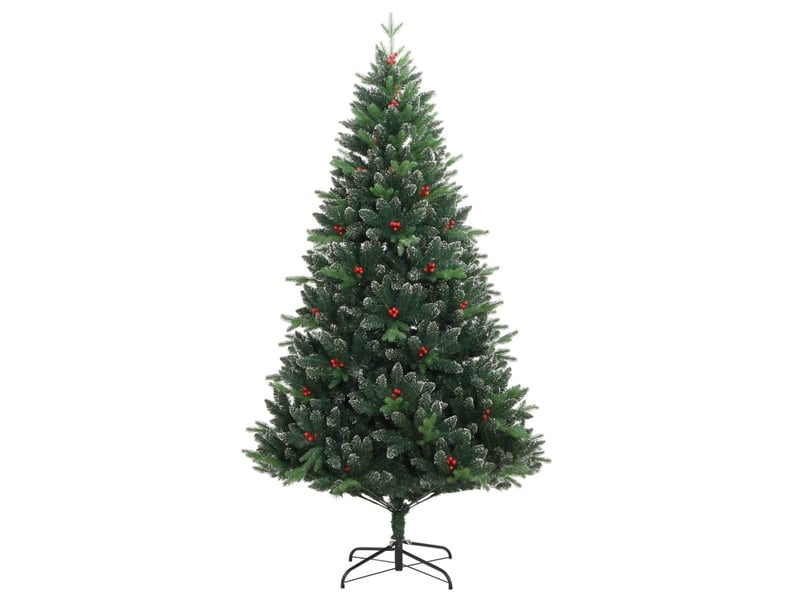  Sapin de noël - arbre de noël artificiel à charnières avec baies rouges 150 cm  - Conforama A