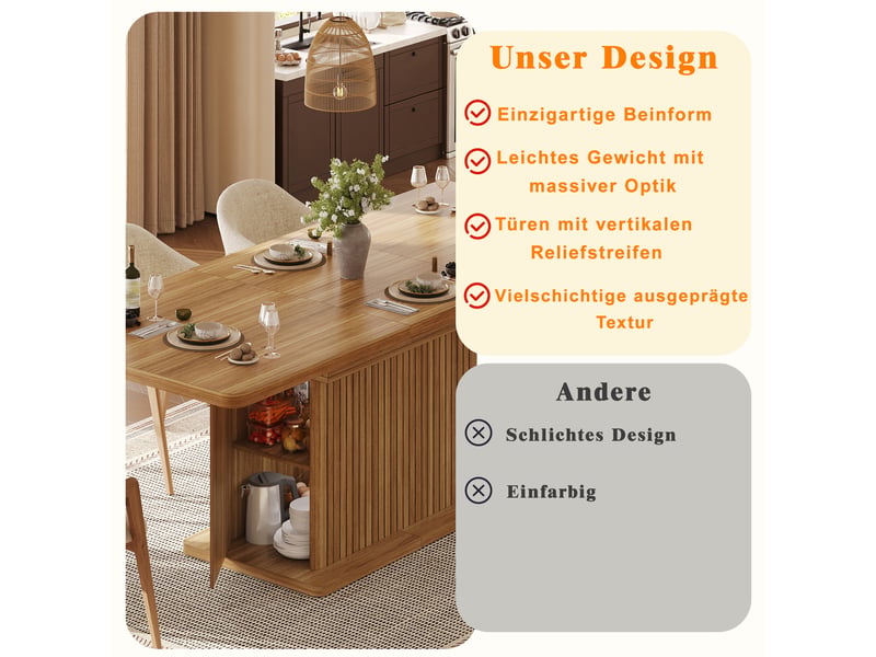 Table à manger extensible avec rangement intégré - lpospi - plateau pliant, mdf métal marron 120 × 80 × 76 cm - Conforama E