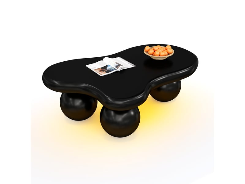  Table basse noire en forme de nuage avec éclairage led – disponible en 16 couleurs, design en forme de nuage, pieds ronds, un élément élégant pour les salons modernes et les chambres d'enfants  - Conforama A