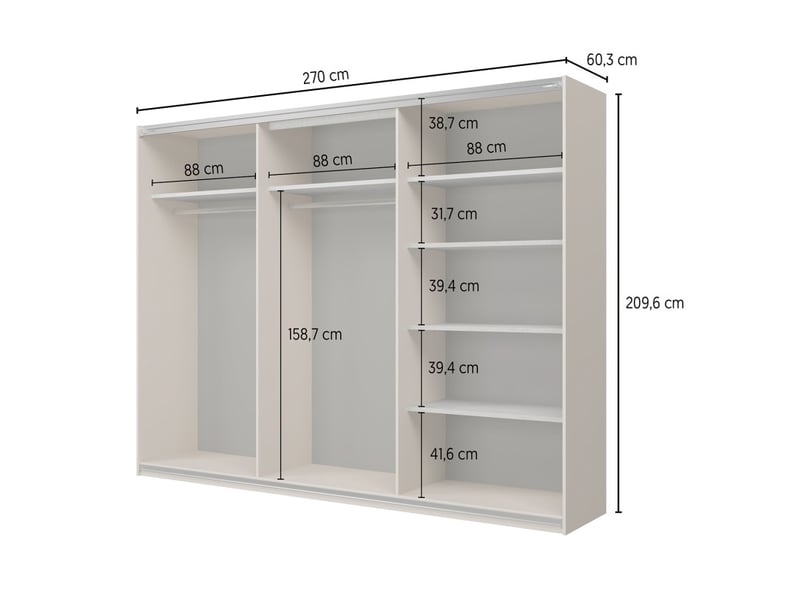  Armoire vertis 3 portes coulissantes cachemire et beige 270 cm design graphique  - Conforama D