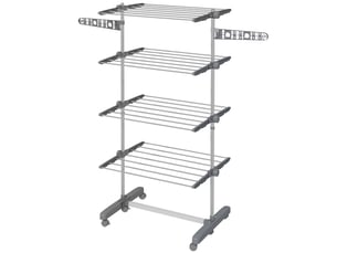 Séchoir à linge étendoir pliable ailes latérales utilisation intérieure et extérieure 142 x 55 x 172 cm 4 niveaux gris