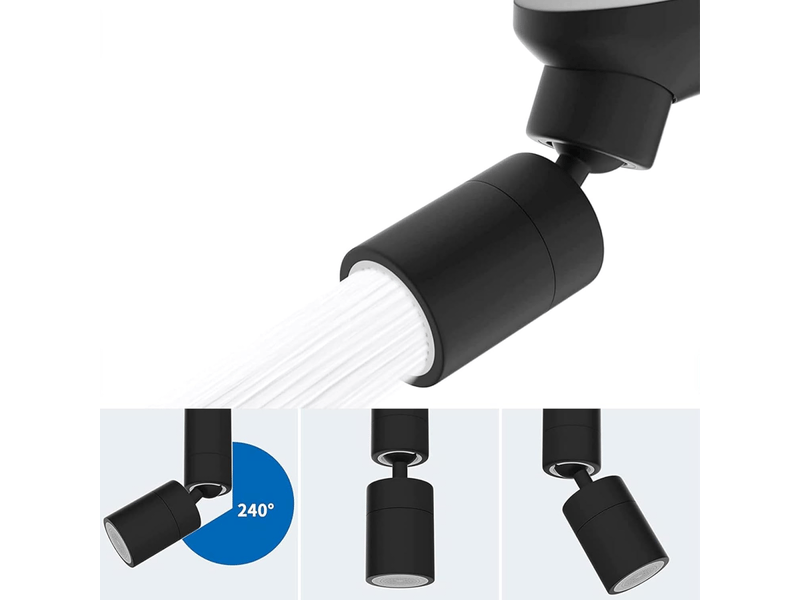  Aérateur de robinet rotatif à 360°, bec de robinet de cuisine rotatif, adapté au robinet d'évier de cuisine et de salle de bain (noir)  - Conforama D