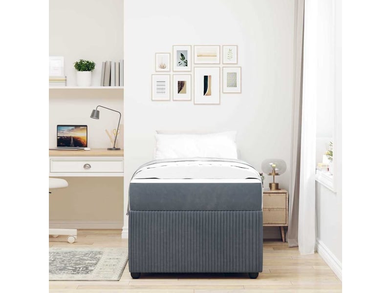  Lit simple- lit adulte -  cadre de lit gris foncé 100 x 200 cm tissu  - Conforama B
