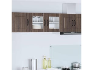 Meuble mural de cuisine, cabinet en verre mural chêne brun 80x31x40cm shl1028