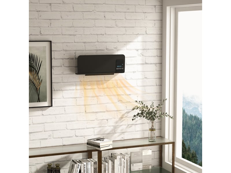  Radiateur soufflant mural en céramique ptc – 1000 w 2000 w, oscillation, minuterie, avec télécommande, noir  - Conforama C