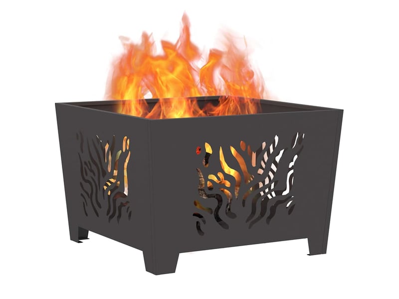  Brasero exterieur, foyer camping noir 60x60x40 cm acier patiné  - Conforama C