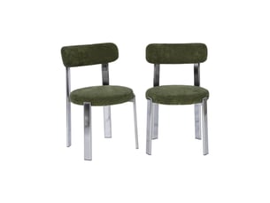 Lot de 2 chaises vintage acier chromé et tissu texturé kaki - gloria