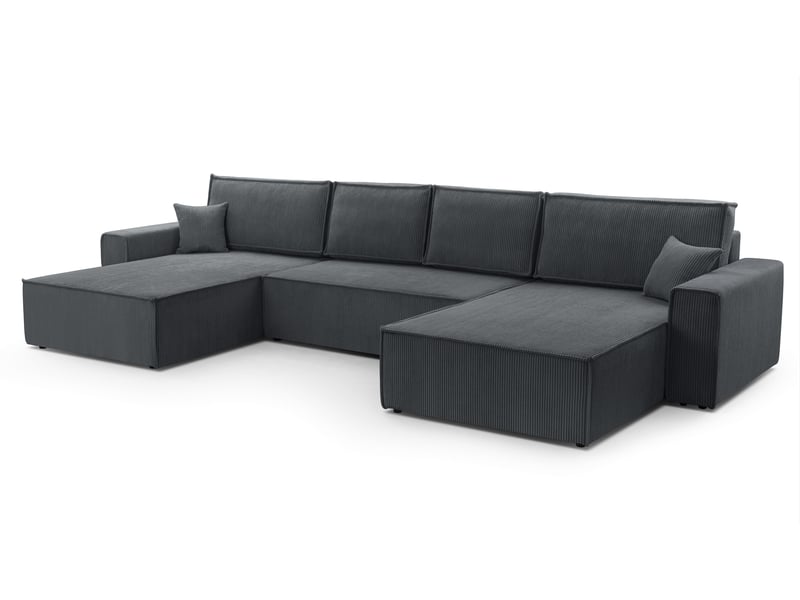  Canapé d’angle en velours côtelé blanc cedria – 287 cm Cedria U - Conforama A