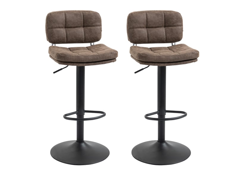  Lot de 2 tabourets de bar vintage capitonné - pivotant, réglable - repose-pied - revêtement synthétique marron  - Conforama A
