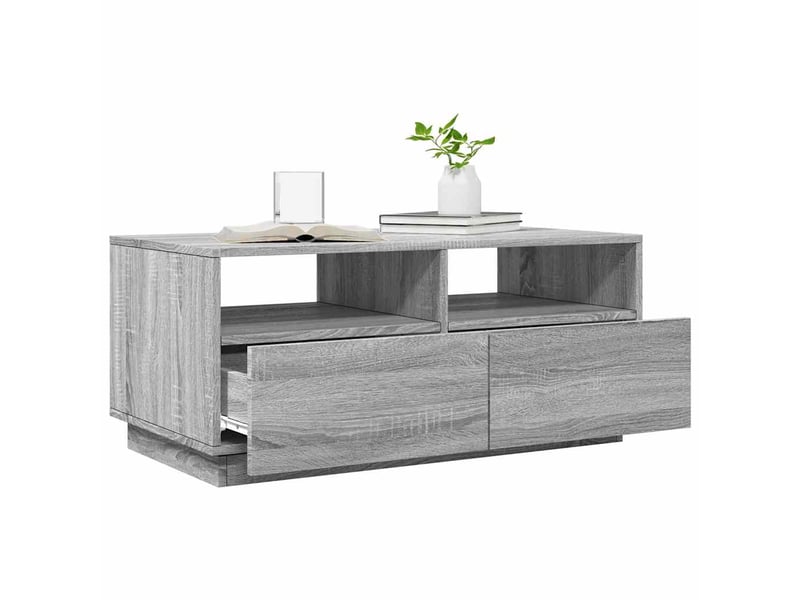  Table basse - table de salon - table à thé avec lumières led sonoma gris 90x49x40 cm  - Conforama D