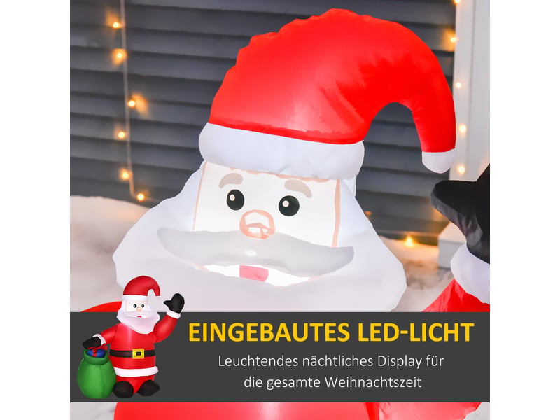  Père noël gonflable lumineux led extérieur polyester rouge et blanc 70x45x120 cm  - Conforama D