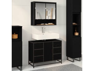 Ensemble de mobilier de salle de bain 2 pc chêne noir cf64101