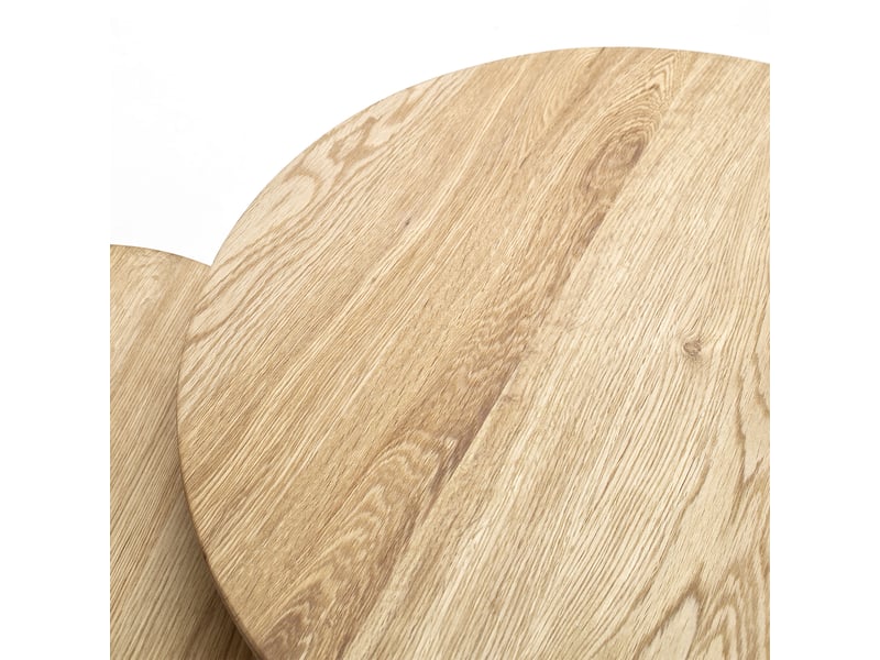  Lot de 2 tables d'appoint rondes 50 et 40 cm en chêne noueux massif  - Conforama E