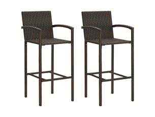 Lot de 2 tabouret de bar, chaise de bar marron résine tressée