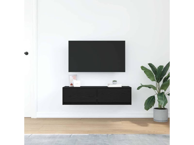  Meuble tv - banc tv - meuble de rangement 100 x 31 x 25,5 cm chêne noir bois d'ingénierie  - Conforama D