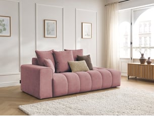 Canapé droit fixe BOBOCHIC MONT-BLANC 4 places Velours rose