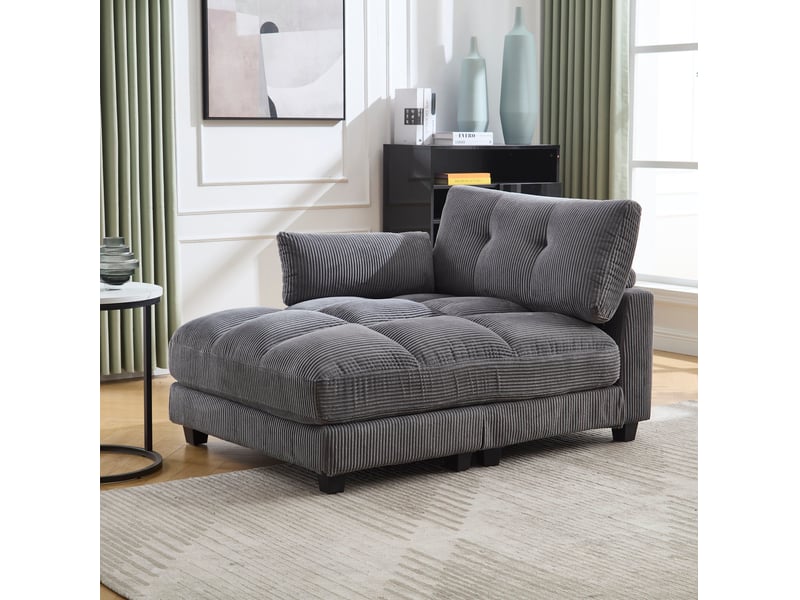 Fauteuil relax 1 place en velours côtelé gris avec usb, porte-gobelets et poche latérale pour se détendre - Conforama B