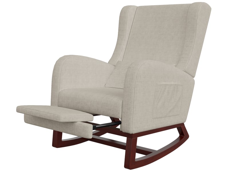  Chaise à bascule rembourrée avec repose-pieds réglable – fauteuil relax ergonomique en tissu lin beige, coussin lombaire inclus  - Conforama A