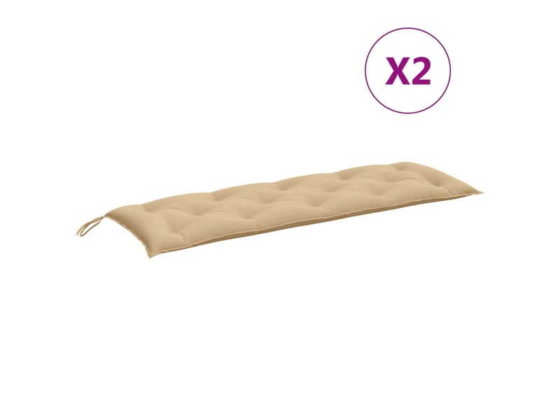 Lot de 2 coussins de banc de jardin, coussins d'assise beige mélangé tissu cf58630 - Conforama D