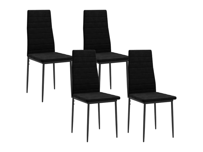  Set de 4 chaises de salle à manger sans accoudoirs avec revêtement tissu et piétement métal noir  - Conforama A
