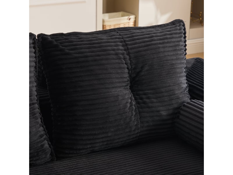 Canapé convertible 2 places en velours côtelé noir avec tiroirs intégrés et accoudoirs amovibles - Conforama R