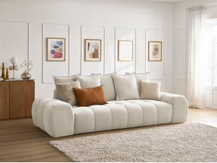 Canapé droit fixe BOBOCHIC EVEREST 3 places Tissu beige