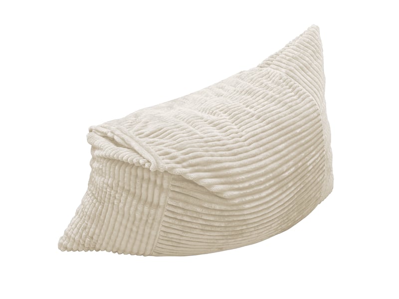 Grande fauteuil pouf convertible 180x125 cm pour la détente, sans assemblage, assise moelleuse, tissu côtelé blanc - Conforama A