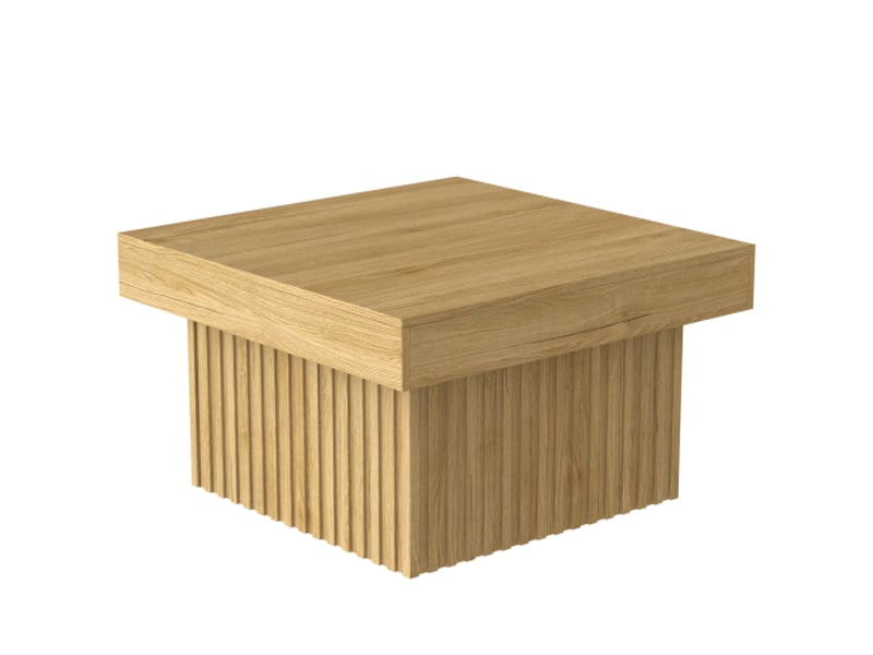  Table basse en bois élégante - plateau pb et socle mdf - design contemporain, robuste et polyvalente - 79x79x46 cm  - Conforama E
