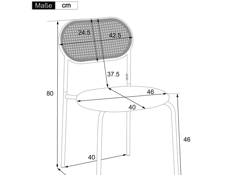  Lot de 6 chaises de salle à manger, 80 cm, marron pu, dossier rotin  - Conforama C