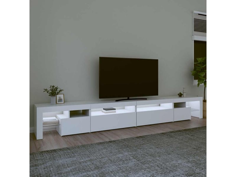  Meuble tv - banc tv - meuble de rangement avec lumières led blanc 290x36,5x40 cm  - Conforama C