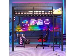 Lit mezzanine 140x200 cm <strong>ZOVIRA</strong>  <strong></strong> coloris noir