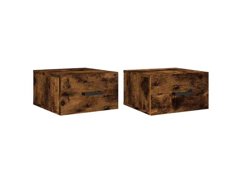  Lot de 2 table de chevet murales, table d'appoint chêne fumé 35x35x20 cm  - Conforama A