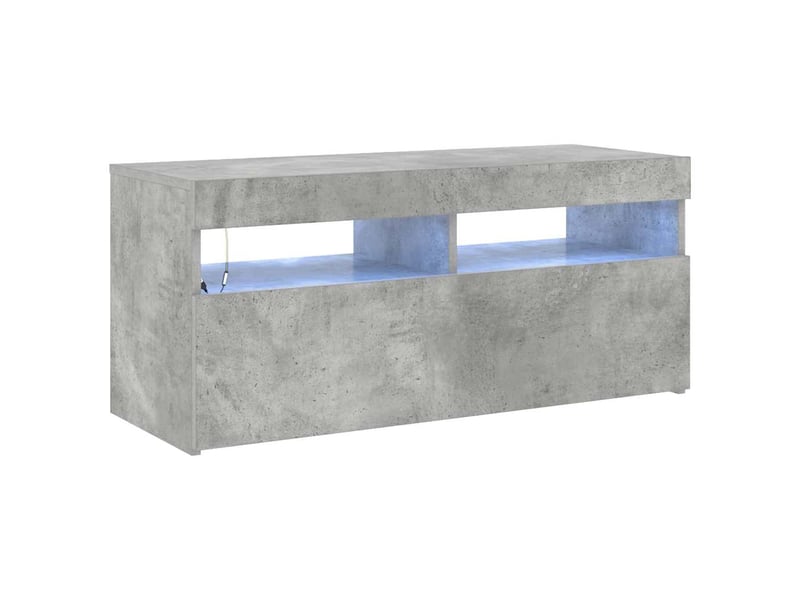  Meuble tv - banc tv - meuble de rangement avec lumières led gris béton 90x35x40 cm  - Conforama A