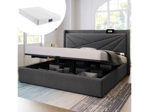 Lit coffre 140x200 cm CRAVDOM   coloris gris