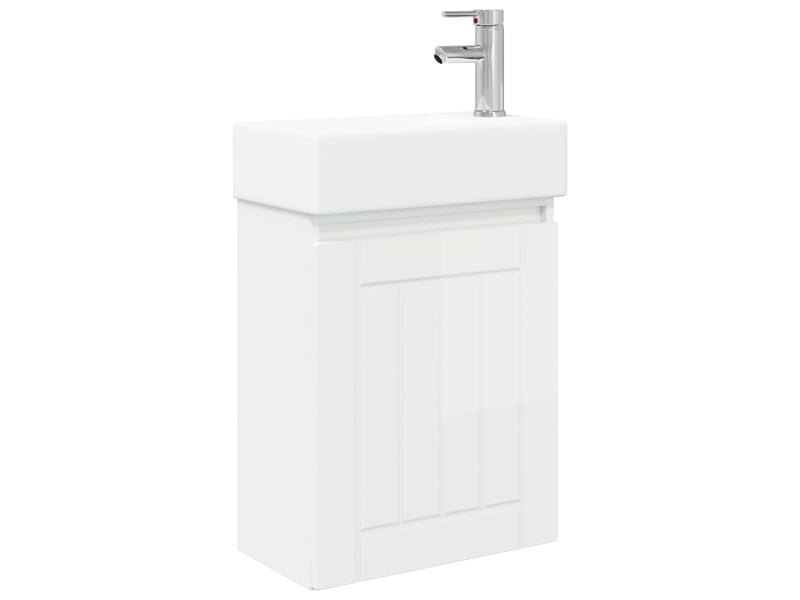 Meuble de rangement salle de bain avec robinet blanc brillant shl3075 - Conforama A