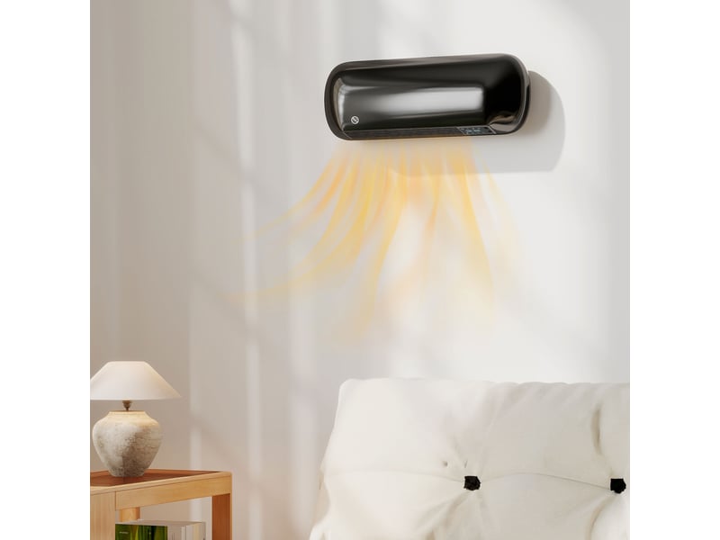  Radiateur électrique mural, 2000 w, 3 modes de fonctionnement, affichage led, thermostat, minuterie et fonction oscillation, noir  - Conforama D