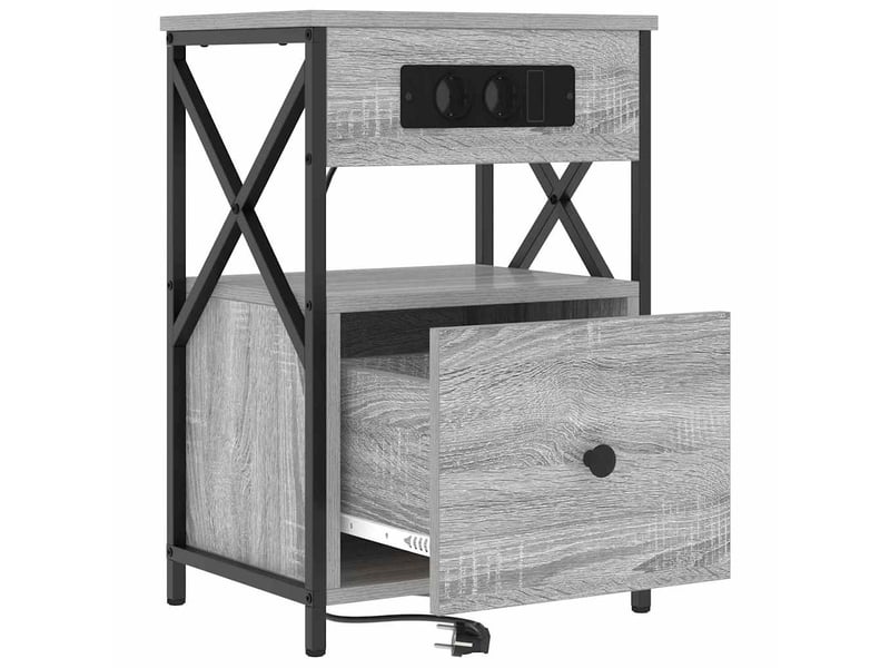 Table de chevet - cabinet de chevet - table de nuit 2 pc gris sonoma 40 x 31 x 60 cm - Conforama E
