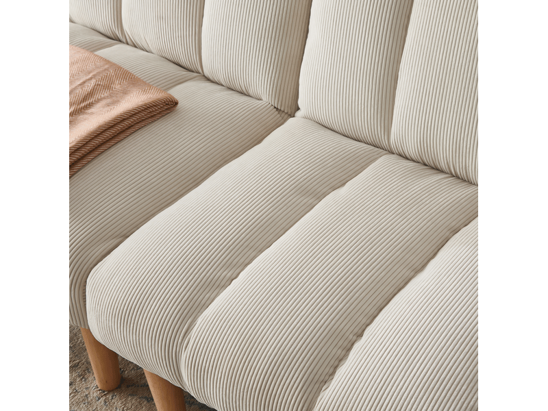  Canapé-lit 2 places 167x82x72 cm avec dossier 3 positions réglables et coussin d'assise épais, velours côtelé beige  - Conforama E