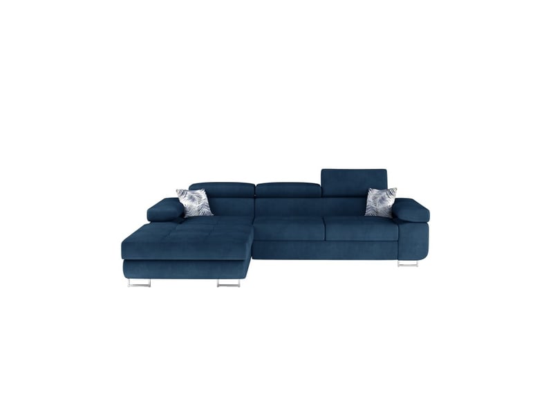  Canapé d'angle convertible amanda bleu foncé tissu chiné avec coffre  - Conforama A
