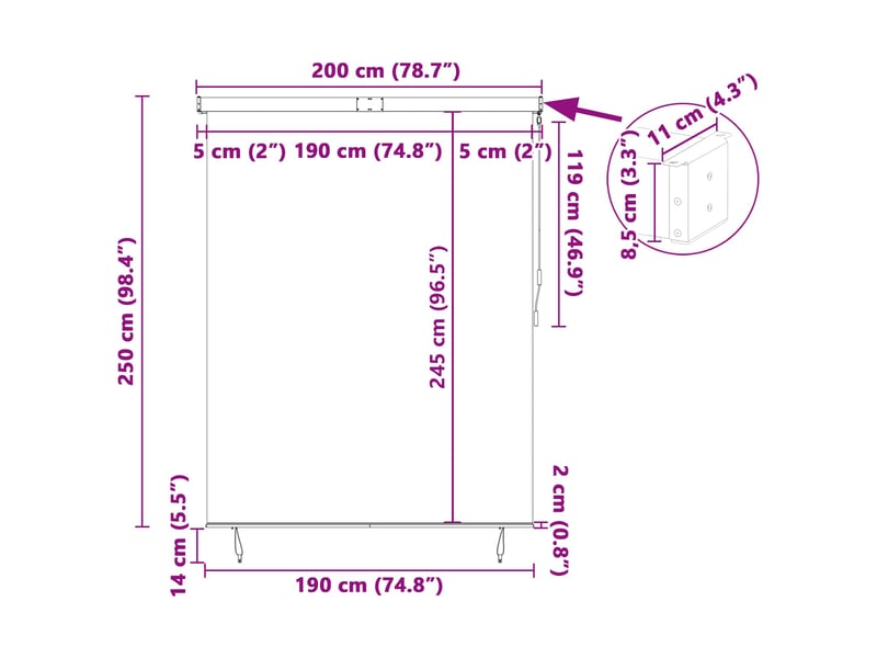  Store enrouleur, store à rouleau blanc et orange 200 x 250 cm tissu et aluminium cf44955  - Conforama D