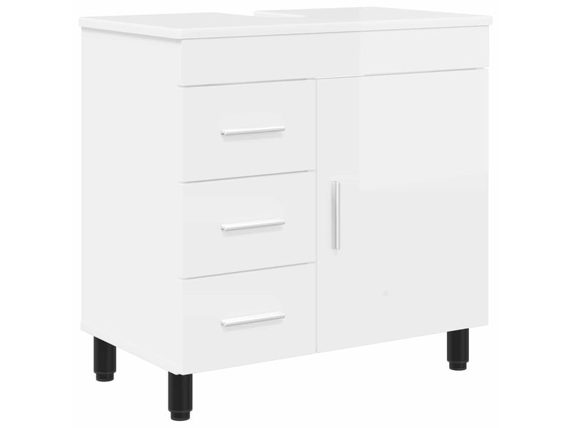 Unité de vanité de salle de bain, meuble de rangement blanc brillant 60x35x60 cm shl8787 - Conforama A