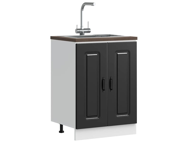Meuble de cuisine, meuble bas pour évier kalmar noir 60x46x81,5cm bois ingénierie - Conforama B
