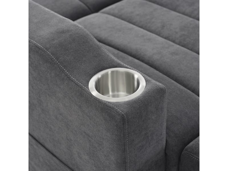  Canapé droit convertible,2 places,avec de porte-gobelets, dossier réglable,136 x 162 x 84 cm,gris  - Conforama E