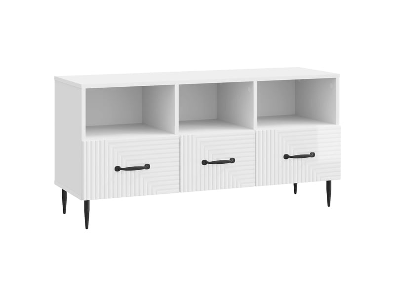  Meuble tv - banc tv - meuble de rangement blanc brillant 102 x 34,5 x 50 cm bois d'ingénierie  - Conforama A
