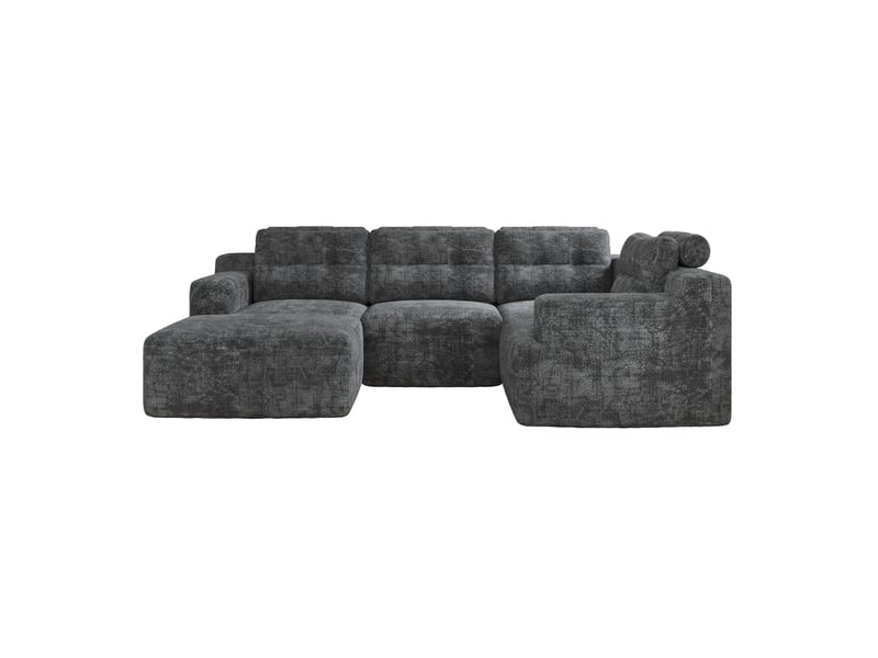 Canapé modulaire 5 places en chenille gris avec pouf, configuration u ou l - Conforama A