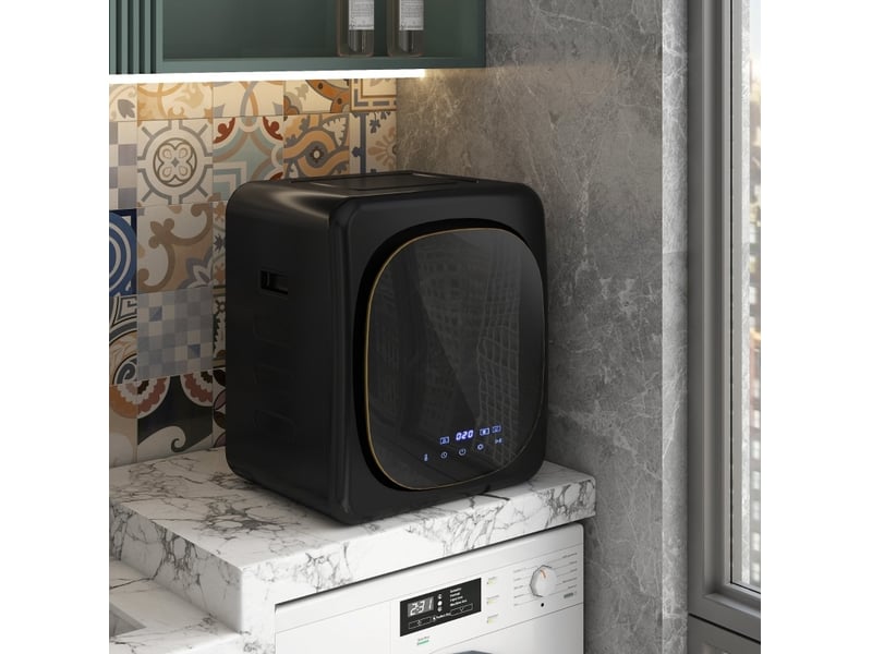  Mini sèche-linge à évacuation 48x40x56 cm 6 programmes écran tactile led 4 kg 800 w noir  - Conforama B