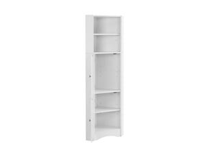 Meuble d'angle de salle de bain avec étagère réglable blanc 36.5 x 36.5 x 155 cm