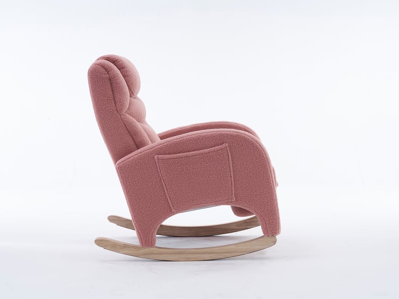  Fauteuil à bascule rembourré avec accoudoirs, tissu teddy, fauteuil d’accent pour salon et chambre DUD2013 - Conforama C