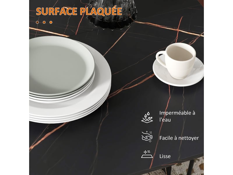  Table pliante cuisine table à manger pliable avec 2 abattants 2 roues avec freins 120 x 80 x 73 cm noir imitation marbré  - Conforama E