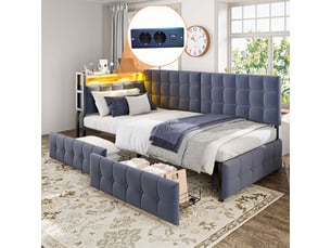 Lit avec rangement 90x200 cm <strong></strong>  <strong>ABC</strong> coloris gris